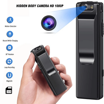 1080P Wearable Body Mounted Camera, Mini Pocket Audio Video Recorder with Metal Body Back Clip, 3 Hours Battery Backup