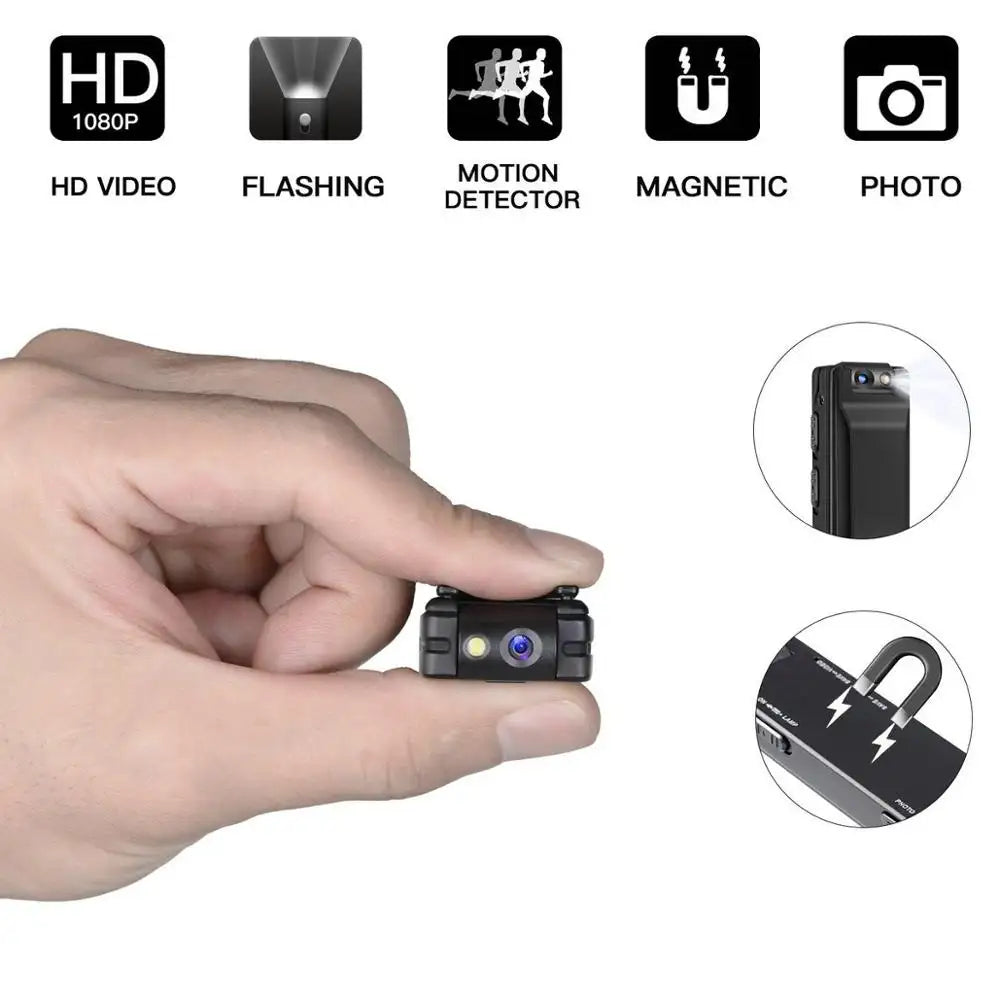 1080P Wearable Body Mounted Camera, Mini Pocket Audio Video Recorder with Metal Body Back Clip, 3 Hours Battery Backup