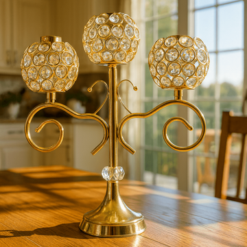Crystal 3-Head Candle Holder